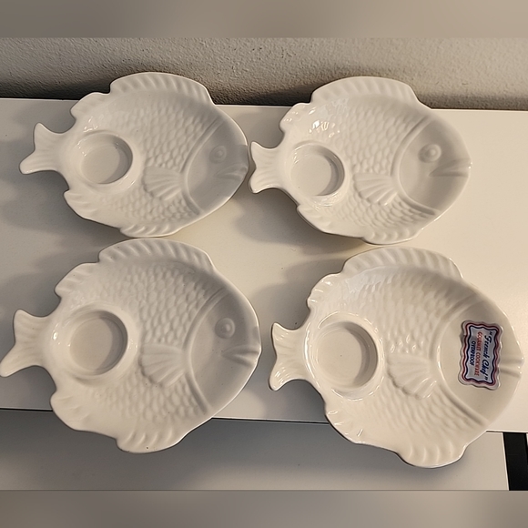 4-PC Set French Chef Gourmet Cookware Fish Shaped Dishes with sauce Compartment - Picture 1 of 6